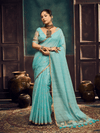 Turquoise Handloom Jamdani Slub Cotton Saree