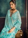 Turquoise Handloom Jamdani Slub Cotton Saree