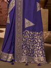 Violet Banarasi Soft Silk Saree With Contrast Blouse