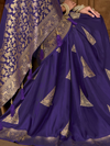 Violet Banarasi Soft Silk Saree With Contrast Blouse