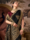 Black Banarasi Soft Silk Saree With Contrast Blouse