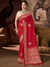 Crimson Red Banarasi Soft Silk Saree With Contrast Blouse