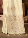 Cream Banarasi Soft Silk Saree With Contrast Blouse
