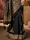 Black Banarasi Soft Silk Saree With Contrast Blouse