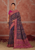 Violet Purple Embroidered Designer Satin Silk Saree