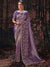 Violet Purple Embroidered Designer Tissue Silk Saree