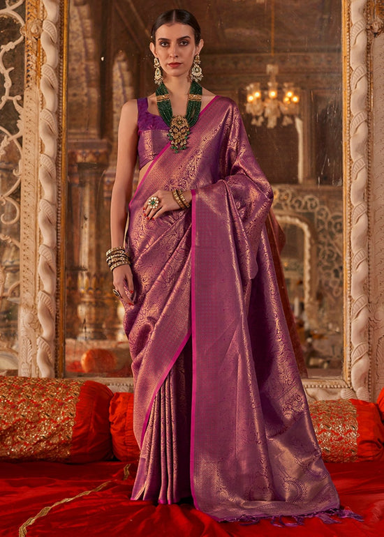 Violet Purple Kanjivaram Silk Saree