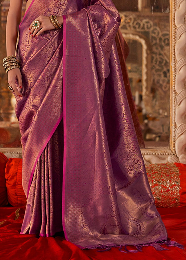 Violet Purple Kanjivaram Silk Saree