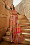 Warm Beige Kashmiri Jamawar Silk Saree