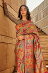 Warm Beige Kashmiri Jamawar Silk Saree