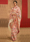 Warm Ivory Cream Kashmiri Chinar Cotton Pashmina Saree