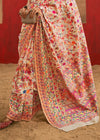 Warm Ivory Cream Kashmiri Chinar Cotton Pashmina Saree