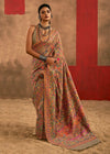 Warm Sand Beige Kashmiri Chinar Cotton Pashmina Saree