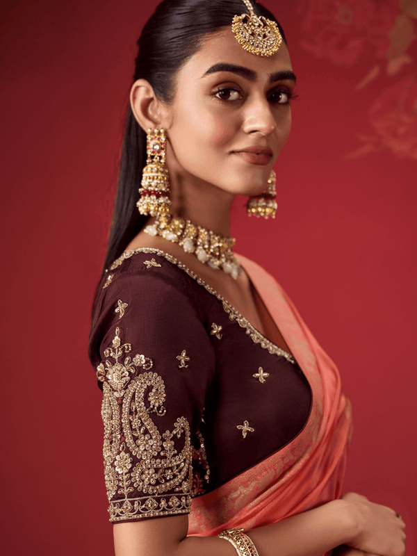 Wine Banarasi Dola Silk Saree