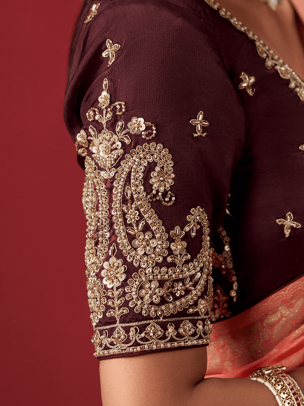 Wine Banarasi Dola Silk Saree