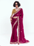 Wine Designer Satin Silk Saree With Contrast Blouse