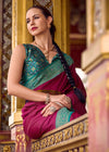 Wine Maroon Banarasi Silk Saree