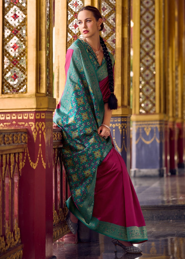 Wine Maroon Banarasi Silk Saree