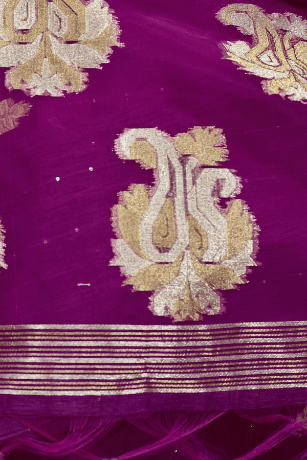 Wine Purple Banarasi Silk Saree