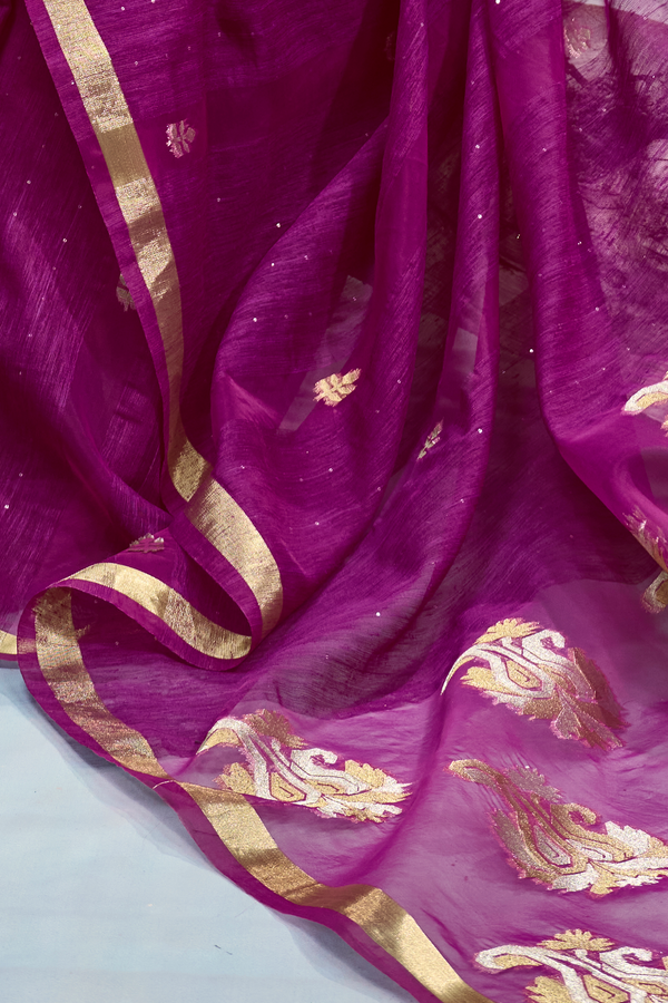 Wine Purple Banarasi Silk Saree