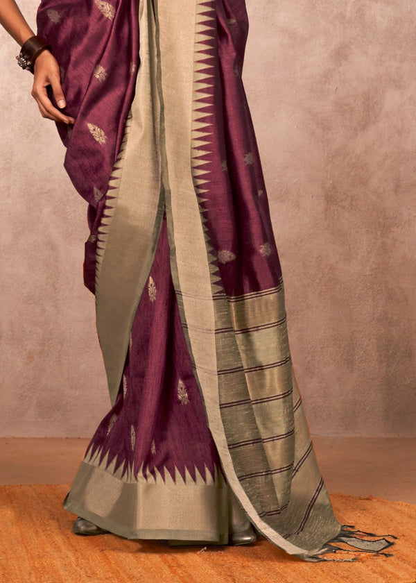 Wine Purple Kanjivaram Silk Saree