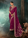 Wine Satin Silk Saree