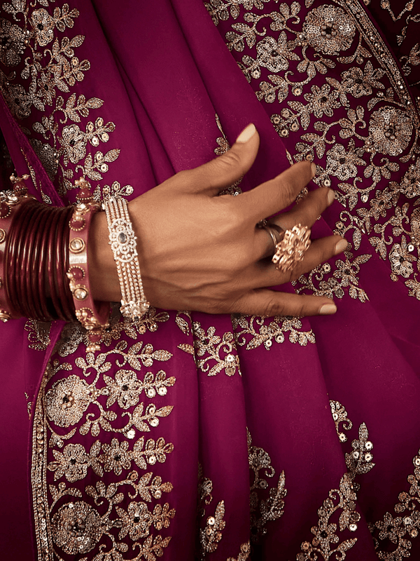 Wine Satin Silk Saree