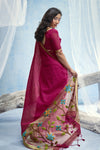 Rani Pink Paithani Cotton Silk Saree
