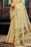 Ivory Cream Banarasi Cotton Silk Saree