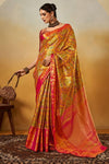 Yellow and Pink Kanjivaram Silk Saree