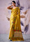 Golden Yellow Banarasi Tissue Silk Saree