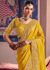 Yellow Zari Tissue Designer Embroidered Saree