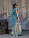 Peacock Teal Banarasi Satin Silk Saree