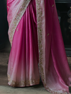 Rose Pink Embroidered Designer Tissue Silk Saree