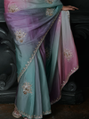 Pastel Multicolor Embroidered Designer Organza Silk Saree