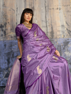 Lavender Banarasi Satin Silk Saree