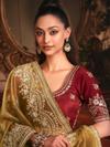 Olive Green Tissue Silk Saree