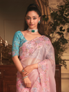 Baby Pink Organza Silk Saree