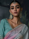Pastel Multicolor Embroidered Designer Organza Silk Saree