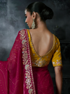 Rani Pink Bandhani Printed Designer Georgette Silk Saree With Contrast Blouse
