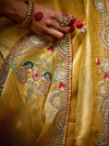 Golden Yellow Banarasi Designer Silk Saree With Contrast Blouse