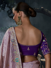 Dusty Mauve Embroidered Designer Tissue Silk Saree With Contrast Blouse