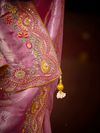 Pink Banarasi Designer Silk Saree With Contrast Blouse