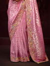Pink Banarasi Designer Silk Saree With Contrast Blouse