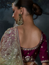Dusty Rose Embroidered Designer Organza Silk Saree With Contrast Blouse