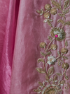 Rose Pink Embroidered Designer Tissue Silk Saree
