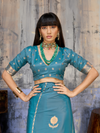 Teal Blue Banarasi Satin Silk Saree