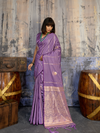 Lilac Purple Banarasi Satin Silk Saree