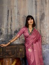 Rose Pink Banarasi Satin Silk Saree