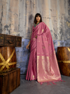 Rose Pink Banarasi Satin Silk Saree